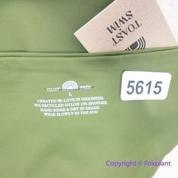 NEW Toast Swim  Signature One-Shoulder Bikini String Bottom, green, size L - Picture 9 of 11